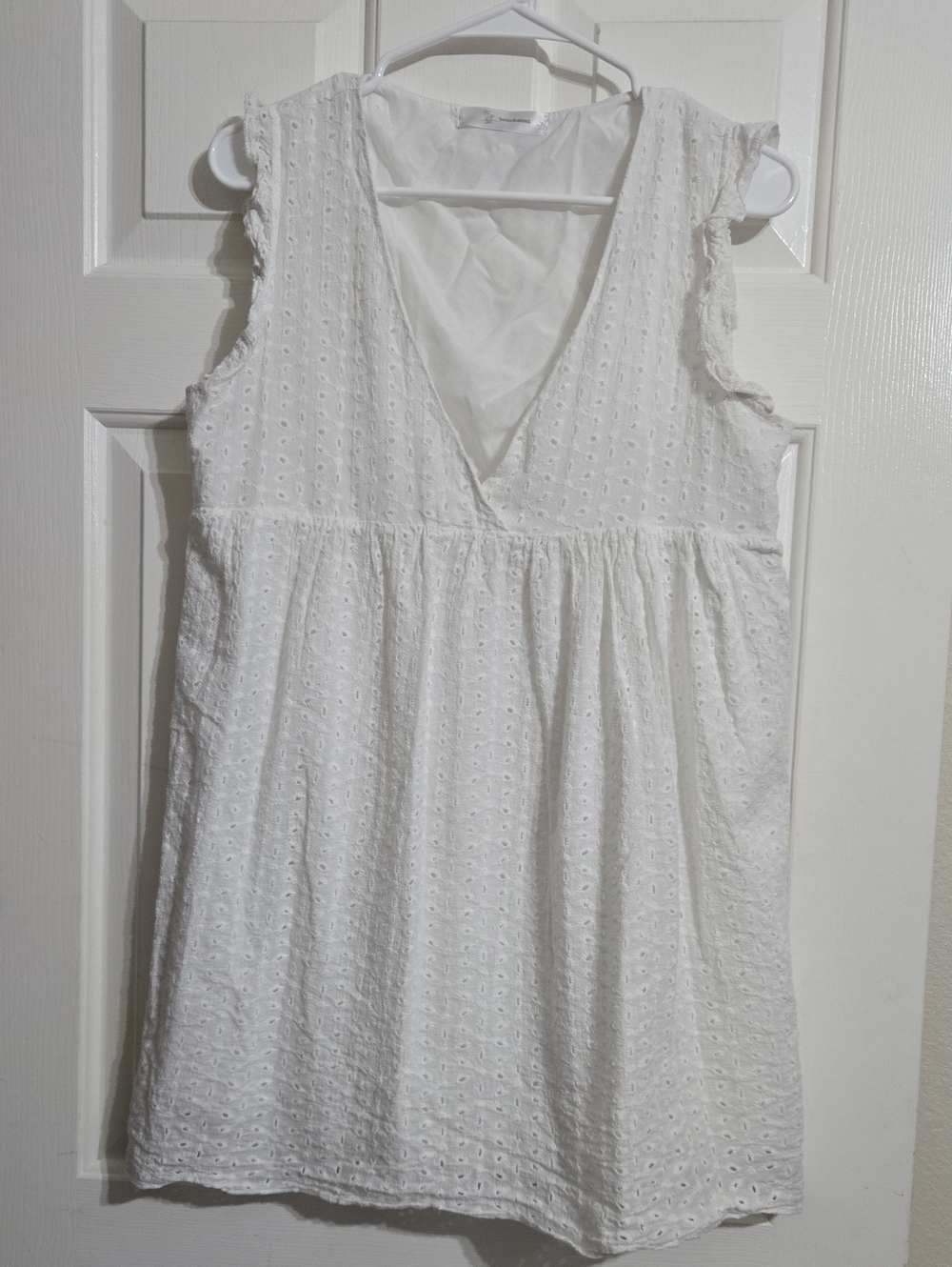White Eyelet V-Neck Swim Coverup Tunic